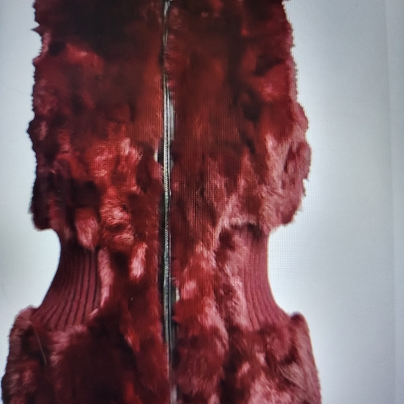 Genuine Merlot Rabbit Fur Vest By Belle Fare - Picture 4 of 12